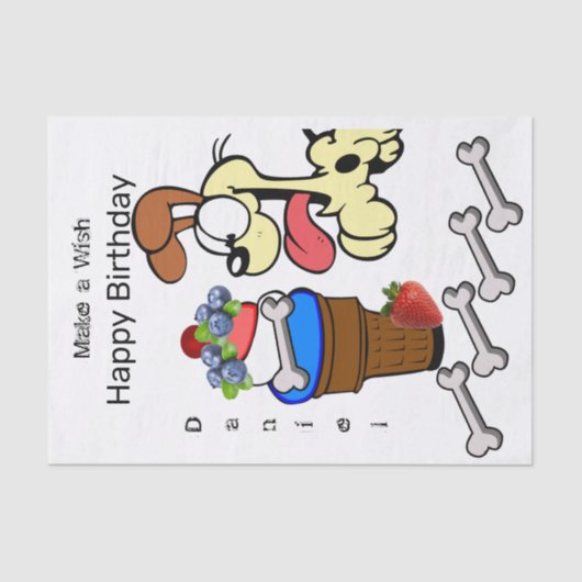 Mousseline Tissu Papier Chien Bones Crème glacée (Recto)