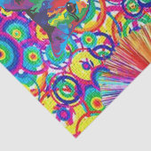Mousseline Tissu Papier Foral Coloré Chat (Détail)