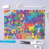 Mousseline Tissu Papier Foral Coloré Chat (Artisanat)