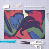 MOUSSELINE TISSU PAPIER FRANZ MARC HORSES (Artisanat)