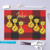 Mousseline Tissu Papier Giraffe Noir Rouge Plaid (Artisanat)