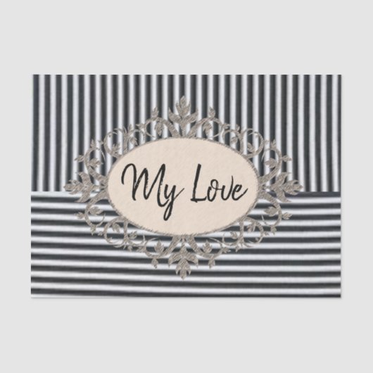 Mousseline Tissu Papier Plage Bande Noire (Recto)