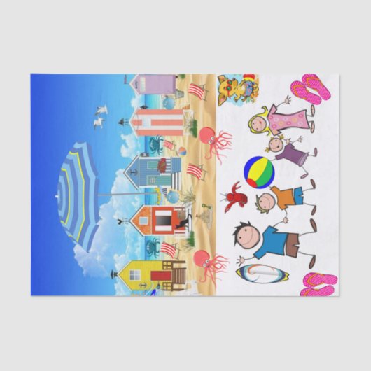 Mousseline Tissu Papier Plage Plage Plaisir Octopus (Recto)