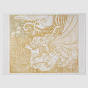 MOUSSELINE TISSUE PAPIER : FEMME AVEC DES SWANS : JAN TOOROP