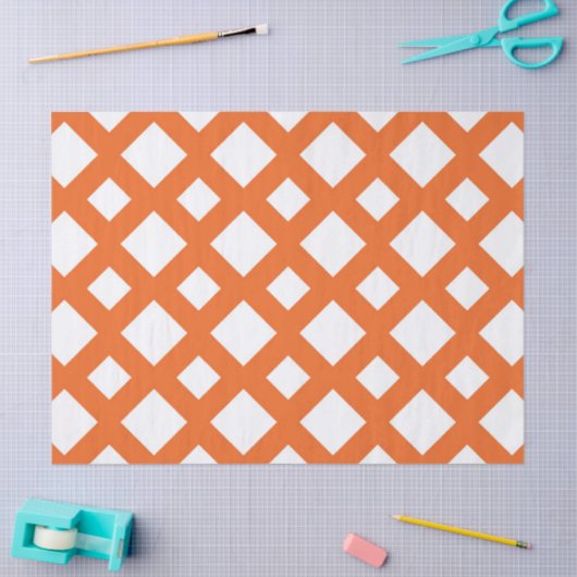 Mousseline Treillis orange sur papier blanc (Artisanat)