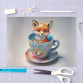 Mousseline Trousse Whimsical Fox dans papier découpage Teacup (Artisanat)