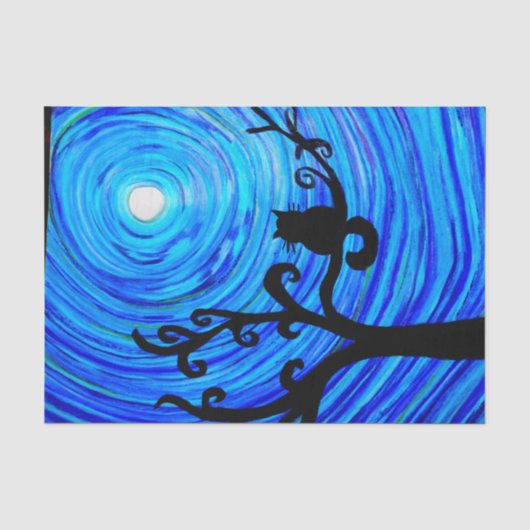 Mousseline TSP 098 - Chat et le clair de lune - papier de (Recto)