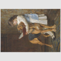 Une fille et son chien lisent du papier découpage