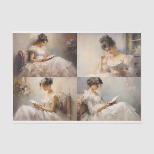 Mousseline Une liseuse Collage 1 papier décolpage (Recto)