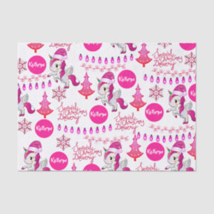 Mousseline Unicornes roses personnalisées Papier Tissu de Noë