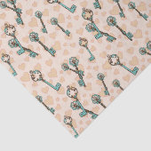 Mousseline Valentines Coeurs et Clés Papier Tissu (Détail)