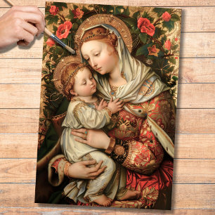 Mousseline Vierge Marie et bébé Jésus 2 Papier Découpage