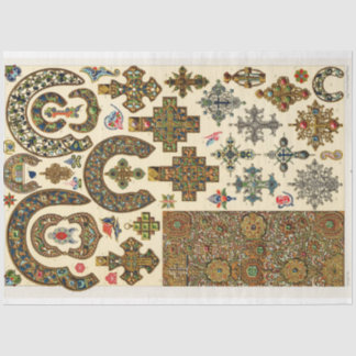 Mousseline Vieux croix et médailles Papier de découpage