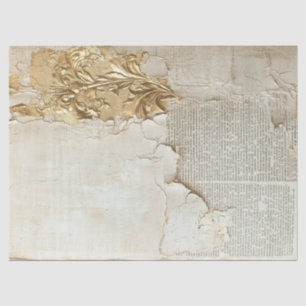 Mousseline Vieux papier avec bords déchirés feuille or mur fi