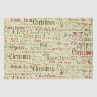 Mousseline Vintage Christmas Word Art Tissu Papier