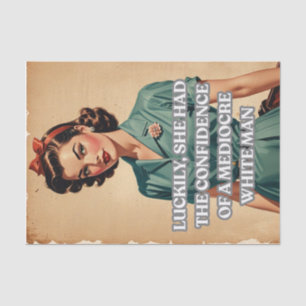 Mousseline Vintage dame avec citation confiance papier découp