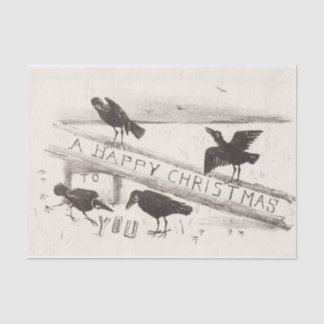 Mousseline Vintage Joyeux Noël Crows Tissu Papier