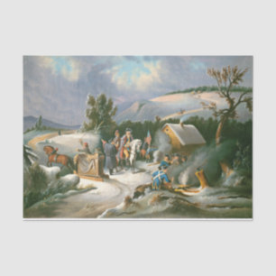 Mousseline Vintage Noël Tissu papier NEIGE, VALLEY FORGE