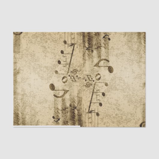 Mousseline Vintage Parchemin Musical Notes Papier Tissu (Recto)