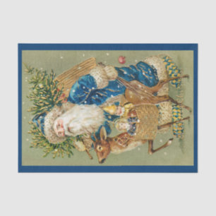 Mousseline Vintage Père Noël Joyeux Noël Papier Tissu