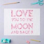 Mousseline VOUS AIMER À LA LUNE - Coeurs roses Papier Tissu (Artisanat)