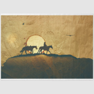 Mousseline Western Cowboy Horloge Découpage papier de tissu