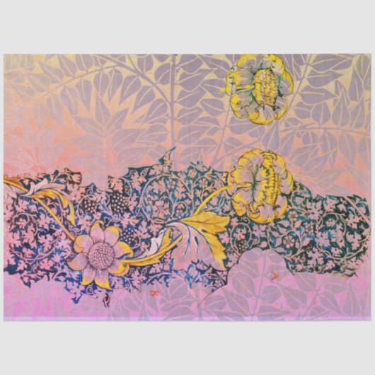 Mousseline William Morris FLEURS ET FEUILLE Tissus Papier (Recto)