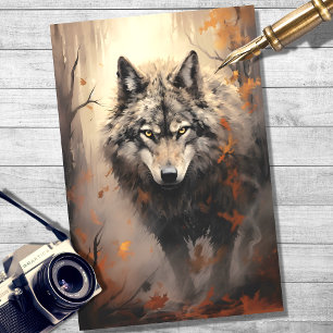 Mousseline Wolf en forêt 2 papier découpage
