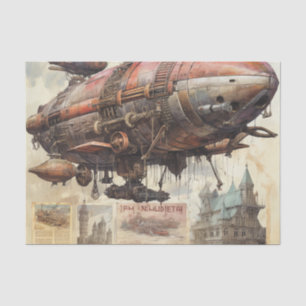 Mousseline Zeppelin Steampunk vintage (9) Tissu Papier
