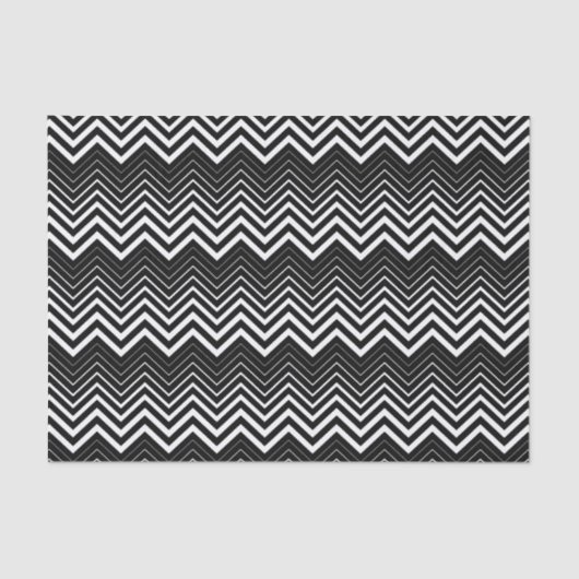 Mousseline Zigzag noir et blanc Chevron Tissu Papier (Recto)