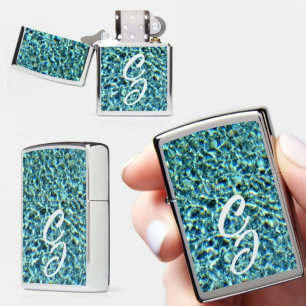 Mousserend blauw water met Initialen Glamoureus
