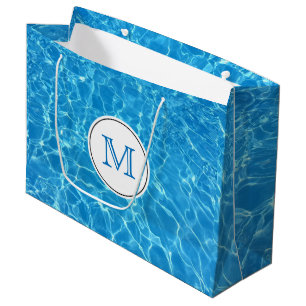 Mousserend blauw zwembad Pool Blue Water Monogram Large Cadeautasje