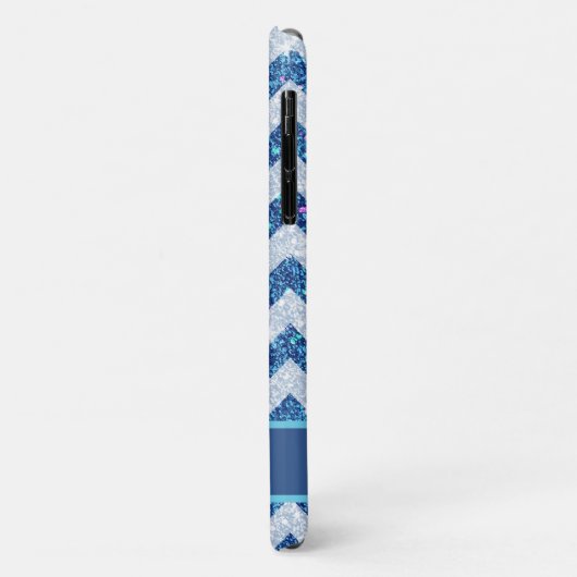 *~* Mousserend Blauwgroen Blauw Glitter Chevron Gl Case-Mate iPhone Case (Achterkant/links)