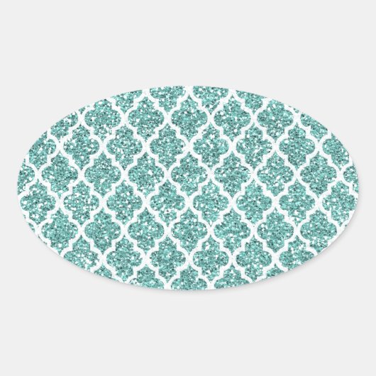 Mousserend Blauwgroen Ovale Sticker (Voorkant)