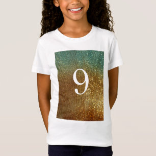 Mousserend Glitter Gold Heart 9th Birthday girl T-shirt