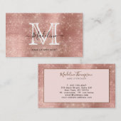 Mousserend glitter Roos Gold Diamond Monogram Visitekaartje (Voorkant / Achterkant)