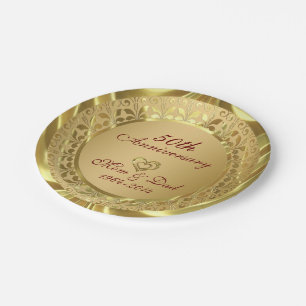 Mousserend Gold 50th Wedding Jubileum Papieren Bordje