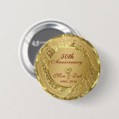 Mousserend Gold 50th Wedding Jubileum Ronde Button 5,7 Cm (Voorkant /achterkant)