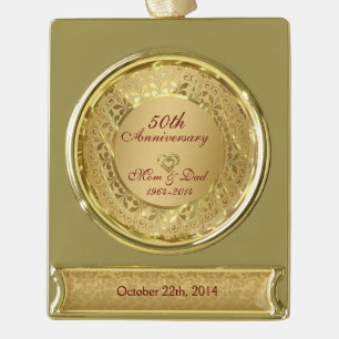 Mousserend Gold 50th Wedding Jubileum Verguld Banner Ornament