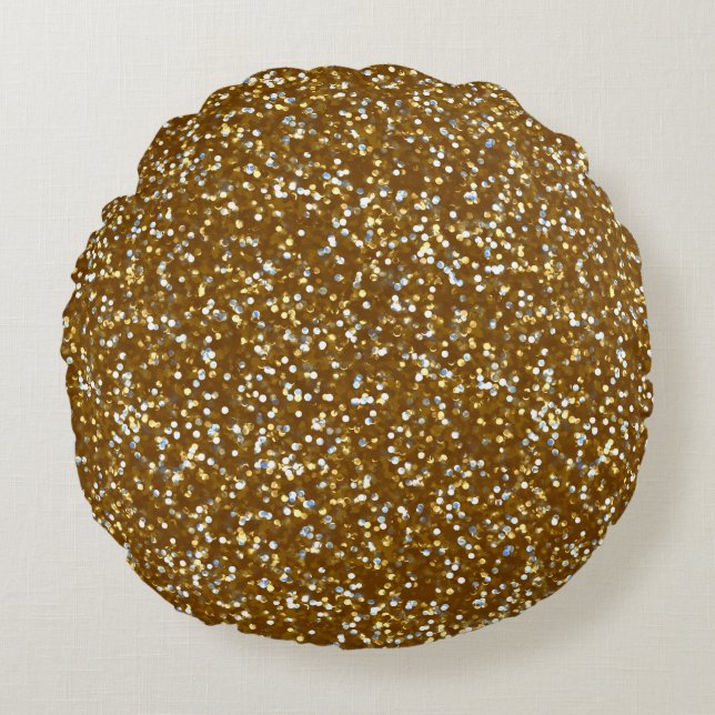 Mousserend Gold Glitter Rond Kussen (Voorkant)