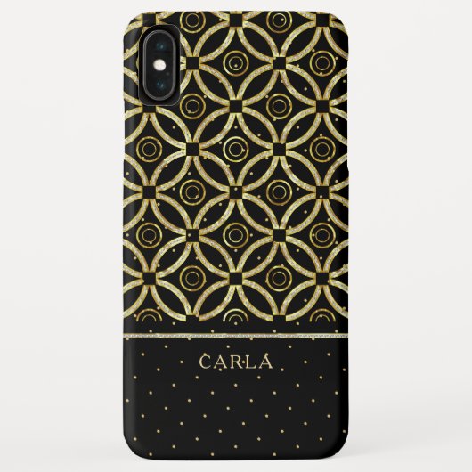 Mousserend goud en zwart geometrisch patroon Case-Mate iPhone case (Achterkant)