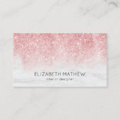 Mousserend Roos Gouden Glitter Wit Marmeren Gradië Visitekaartje (Voorkant)