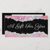 mousserend roze cadeaubon (Voorkant / Achterkant)