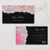 mousserend roze glitter textuur visitekaartje (Voorkant / Achterkant)