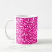 Mousserend wit en warm roze glitter koffiemok (Links)