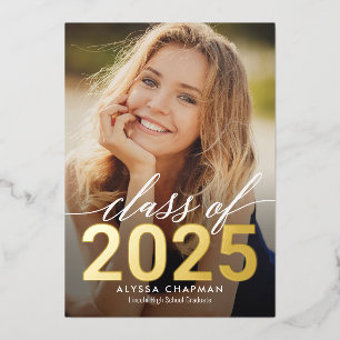 Mousserend Year Folie Afstuderen Foto Announce Folie Uitnodiging