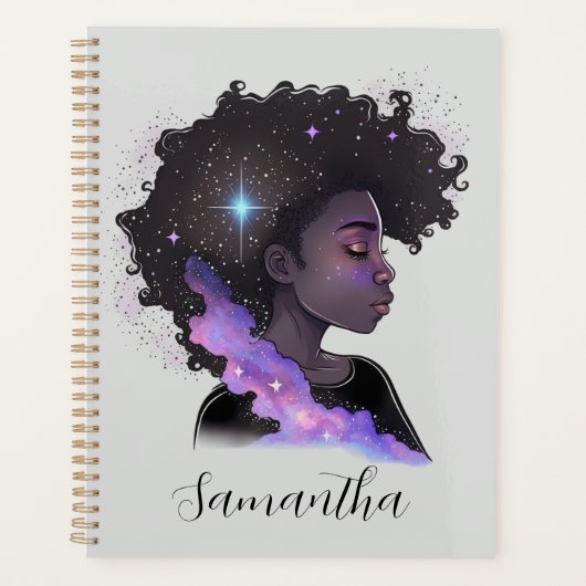 Mousserende afro Woman Planner (Voorkant)