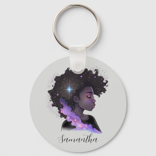 Mousserende afro Woman Sleutelhanger (Voorkant)