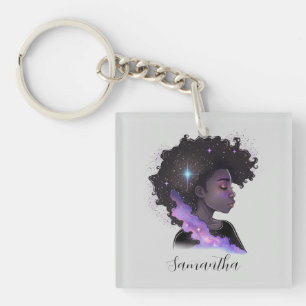 Mousserende afro Woman Sleutelhanger