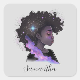Mousserende afro Woman Vierkante Sticker